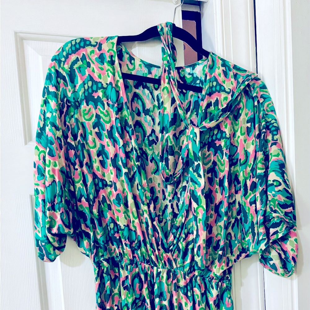 Green, pink multi-color romper cupshe